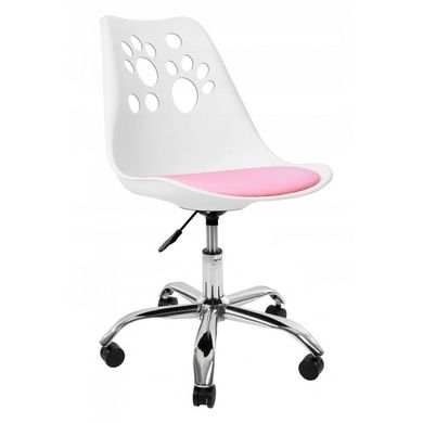 Крісло офісне, комп'ютерне Bonro B-881 біле з рожевим сидінням